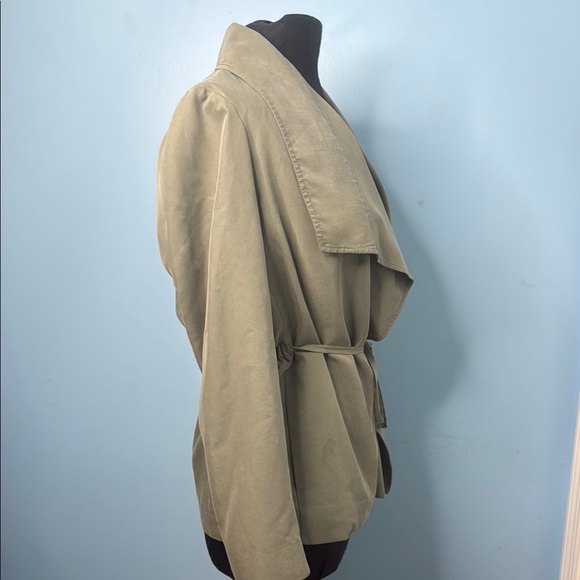 Club Monaco M Olive  Tie-Waist Shawl Collar Modal Blend Jacket - Picture 4 of 7